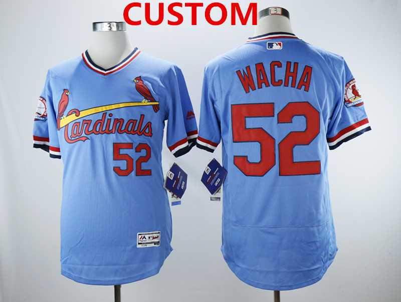 Men%27s St.Louis Cardinals Custom Light Blue Cooperstown Collection Flexbase Stitched MLB Jersey->customized mlb jersey->Custom Jersey